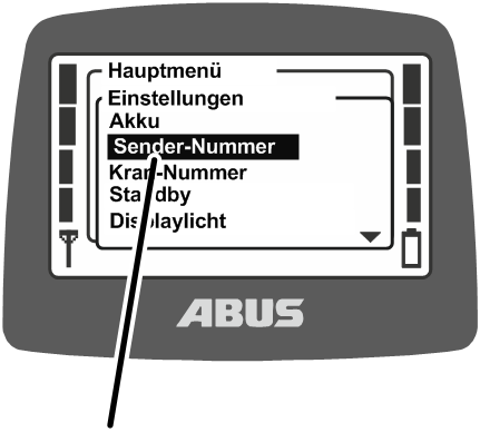 U:\Allgemein\Produkthandbücher\Produkthandbücher Fotos\ABURemote Meisterschalter\Ohne Sender (mit Displaytexten)\trans_de\Menü Sendernummer.png
