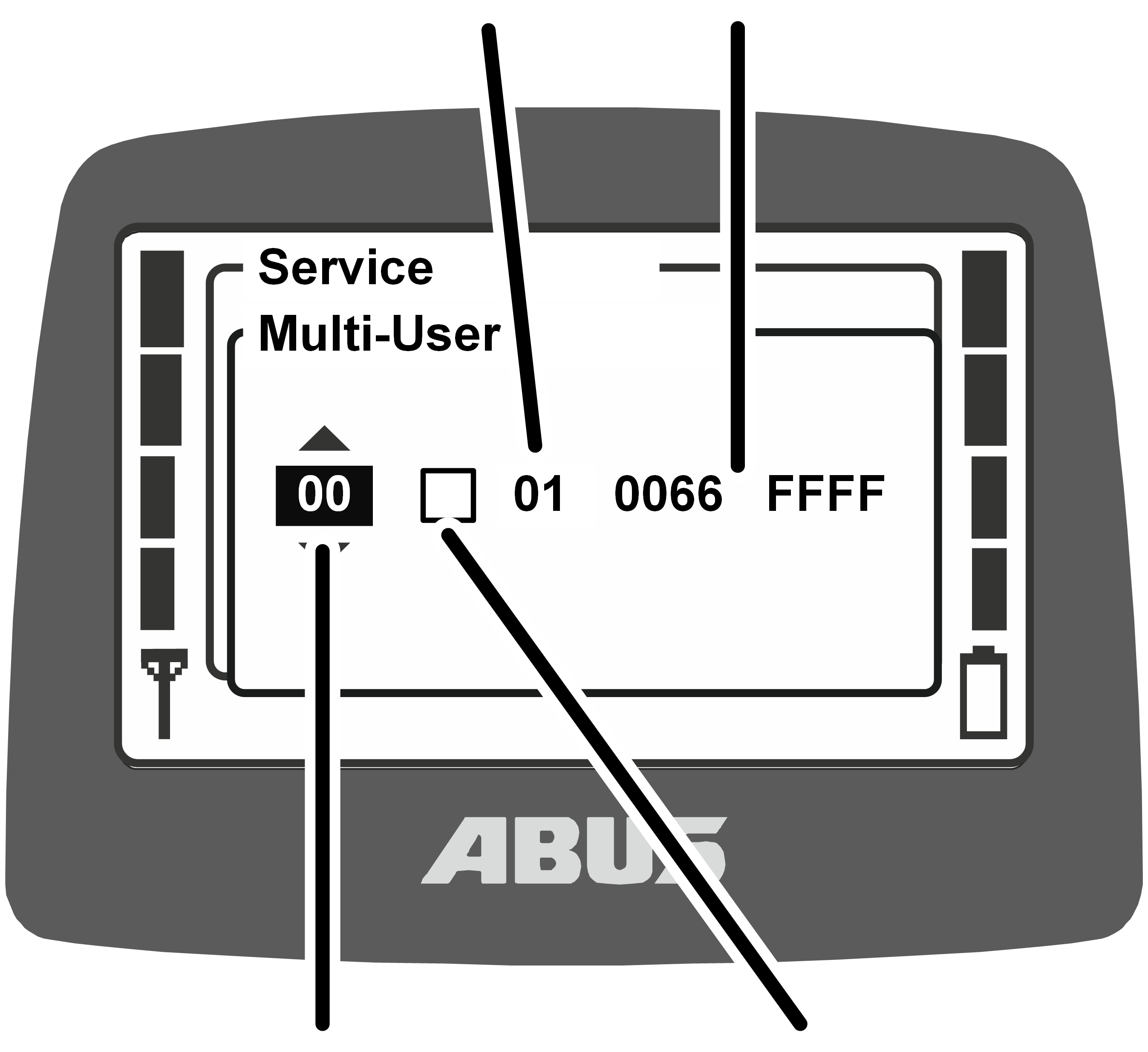 U:\Allgemein\Produkthandbücher\Produkthandbücher Fotos\ABURemote Meisterschalter\Ohne Sender (mit Displaytexten)\trans_de\Adressen Multi-User einstellen.png