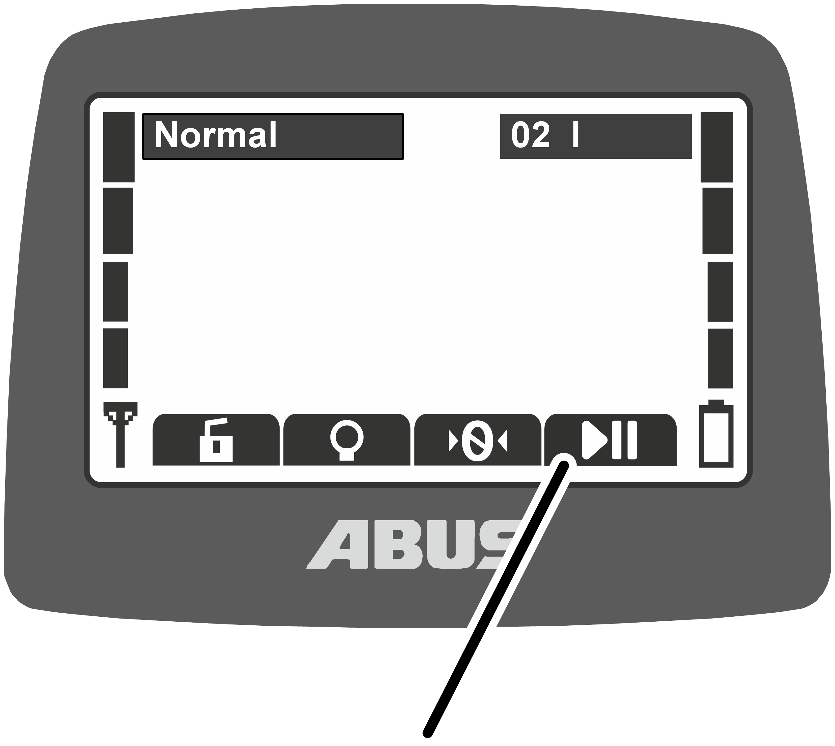 U:\Allgemein\Produkthandbücher\Produkthandbücher Fotos\ABURemote Meisterschalter\Ohne Sender (mit Displaytexten)\trans_de\Hakenführung einschalten.png