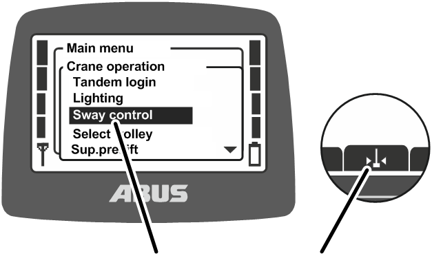 U:\Allgemein\Produkthandbücher\Produkthandbücher Fotos\ABURemote Meisterschalter\Ohne Sender (mit Displaytexten)\trans_de\Funktionen Pendeldämpf.png