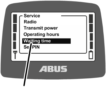 U:\Allgemein\Produkthandbücher\Produkthandbücher Fotos\ABURemote Meisterschalter\Ohne Sender (mit Displaytexten)\trans_de\Menü Wartezeit.png