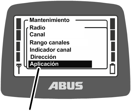 U:\Allgemein\Produkthandbücher\Produkthandbücher Fotos\ABURemote Meisterschalter\Ohne Sender (mit Displaytexten)\trans_es\Menü Applikation.png