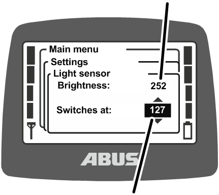 U:\Allgemein\Produkthandbücher\Produkthandbücher Fotos\ABURemote Meisterschalter\Ohne Sender (mit Displaytexten)\trans_de\Licht-Sensor einstellen.png