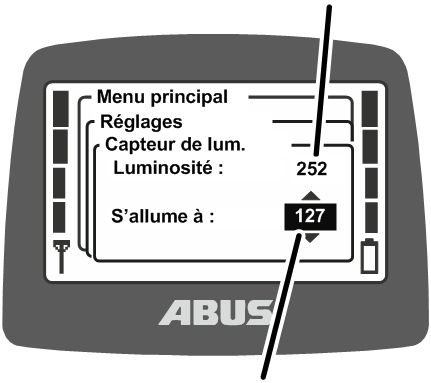 U:\Allgemein\Produkthandbücher\Produkthandbücher Fotos\ABURemote Meisterschalter\Ohne Sender (mit Displaytexten)\trans_de\Licht-Sensor einstellen.png