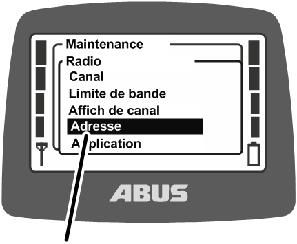 U:\Allgemein\Produkthandbücher\Produkthandbücher Fotos\ABURemote Meisterschalter\Ohne Sender (mit Displaytexten)\trans_de\Menü Adresse.png