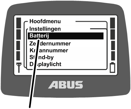 U:\Allgemein\Produkthandbücher\Produkthandbücher Fotos\ABURemote Meisterschalter\Ohne Sender (mit Displaytexten)\trans_de\Menü Batterie.png