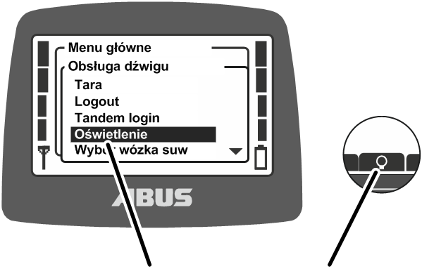 U:\Allgemein\Produkthandbücher\Produkthandbücher Fotos\ABURemote Meisterschalter\Ohne Sender (mit Displaytexten)\trans_de\Funktionen Kranlicht.png