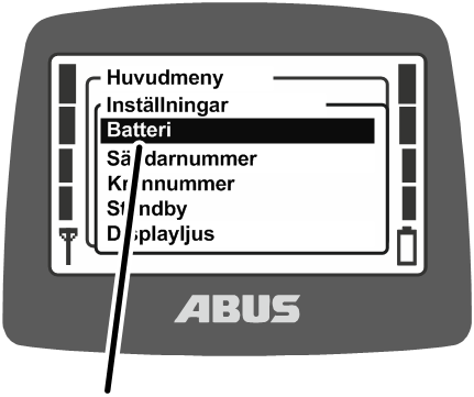 U:\Allgemein\Produkthandbücher\Produkthandbücher Fotos\ABURemote Meisterschalter\Ohne Sender (mit Displaytexten)\trans_de\Menü Batterie.png
