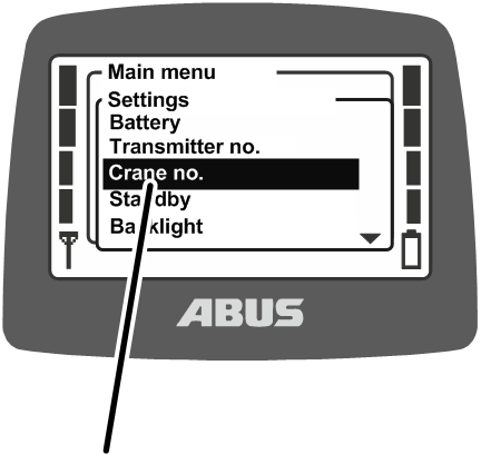 U:\Allgemein\Produkthandbücher\Produkthandbücher Fotos\ABURemote Meisterschalter\Ohne Sender (mit Displaytexten)\trans_de\Menü Krannummer.png