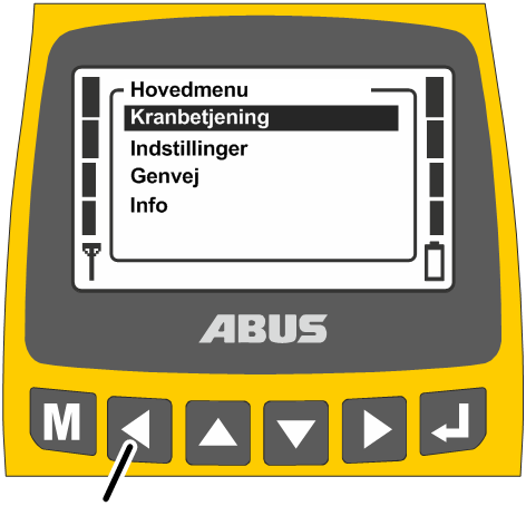 U:\Allgemein\Produkthandbücher\Produkthandbücher Fotos\ABURemote Handsender\Handsender (mit Displaytexten)\trans_de\Menü bedienen - zurück.png