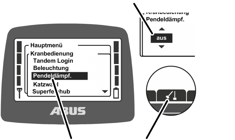 U:\Allgemein\Produkthandbücher\Produkthandbücher Fotos\ABURemote Meisterschalter\Ohne Sender (mit Displaytexten)\trans_de\Funktionen Pendeldämpfaus.png