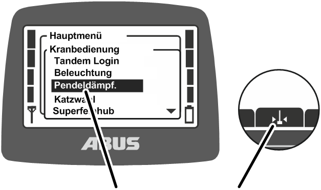 U:\Allgemein\Produkthandbücher\Produkthandbücher Fotos\ABURemote Meisterschalter\Ohne Sender (mit Displaytexten)\trans_de\Funktionen Pendeldämpf.png