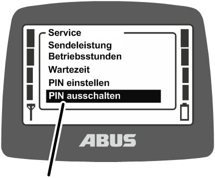 U:\Allgemein\Produkthandbücher\Produkthandbücher Fotos\ABURemote Meisterschalter\Ohne Sender (mit Displaytexten)\trans_de\Menü PIN ausschalten.png