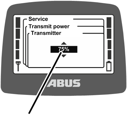 U:\Allgemein\Produkthandbücher\Produkthandbücher Fotos\ABURemote Meisterschalter\Ohne Sender (mit Displaytexten)\trans_en\Sendeleistung einstellen.png