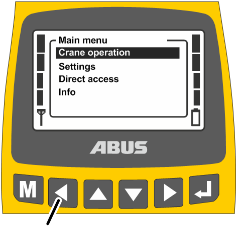 U:\Allgemein\Produkthandbücher\Produkthandbücher Fotos\ABURemote Handsender\Handsender (mit Displaytexten)\trans_de\Menü bedienen - zurück.png