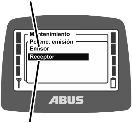 U:\Allgemein\Produkthandbücher\Produkthandbücher Fotos\ABURemote Meisterschalter\Ohne Sender (mit Displaytexten)\trans_es\Menü Sendeleistung.png