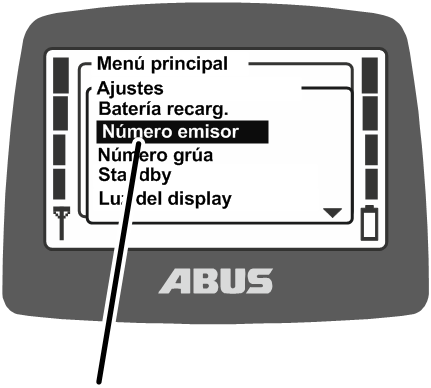 U:\Allgemein\Produkthandbücher\Produkthandbücher Fotos\ABURemote Meisterschalter\Ohne Sender (mit Displaytexten)\trans_de\Menü Sendernummer.png