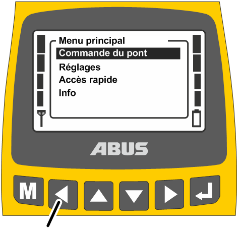U:\Allgemein\Produkthandbücher\Produkthandbücher Fotos\ABURemote Handsender\Handsender (mit Displaytexten)\trans_de\Menü bedienen - zurück.png