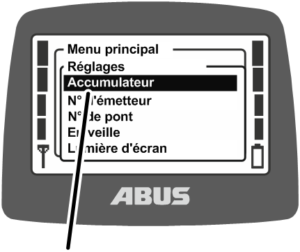 U:\Allgemein\Produkthandbücher\Produkthandbücher Fotos\ABURemote Meisterschalter\Ohne Sender (mit Displaytexten)\trans_de\Menü Batterie.png