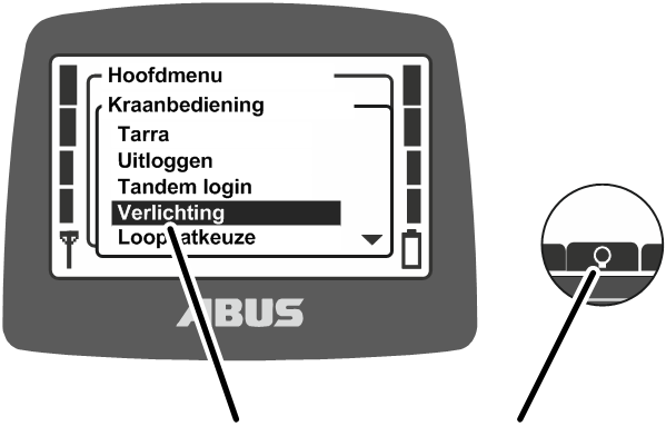 U:\Allgemein\Produkthandbücher\Produkthandbücher Fotos\ABURemote Meisterschalter\Ohne Sender (mit Displaytexten)\trans_de\Funktionen Kranlicht.png