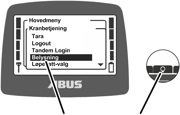 U:\Allgemein\Produkthandbücher\Produkthandbücher Fotos\ABURemote Meisterschalter\Ohne Sender (mit Displaytexten)\trans_de\Funktionen Kranlicht.png