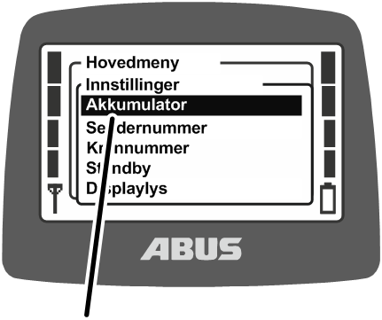 U:\Allgemein\Produkthandbücher\Produkthandbücher Fotos\ABURemote Meisterschalter\Ohne Sender (mit Displaytexten)\trans_de\Menü Batterie.png