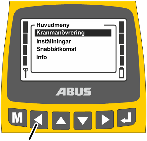 U:\Allgemein\Produkthandbücher\Produkthandbücher Fotos\ABURemote Handsender\Handsender (mit Displaytexten)\trans_de\Menü bedienen - zurück.png